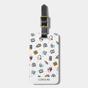 Monogrammm. Medizinisches Muster für Ärzte und Kra Gepäckanhänger