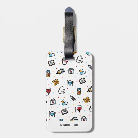 Monogrammm. Medizinisches Muster für Ärzte und Kra Gepäckanhänger (Rückseite vertikal)