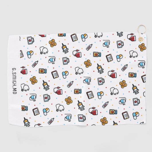 Monogrammm. Medizinisches Muster für Ärzte und Kra Golfhandtuch (Horizontal)