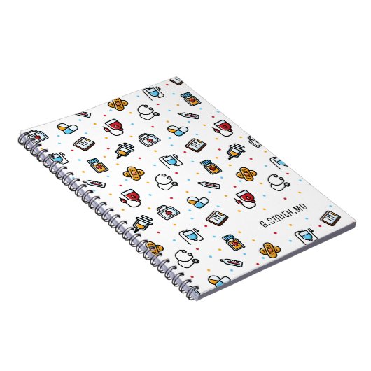 Monogrammm. Medizinisches Muster für Ärzte und Kra Notizblock (Rechte Seite)