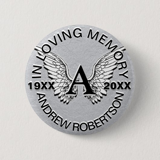 Monogrammm | Memorial | Angel Wings Button (Vorderseite)