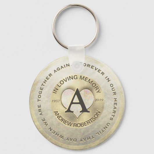 Monogrammm | Memorial | Goldenes Herz Schlüsselanhänger (Vorderseite)