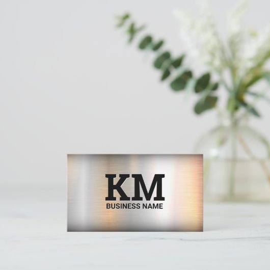 Monogrammm | Metall Industriestahl Visitenkarte (Stehend Vorderseite)