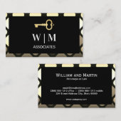 Monogrammm | Metallic Geometric | Schlüsselsymbol  Visitenkarte (Vorne/Hinten)