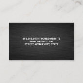 Monogrammm | Metallplatz | Schwarze Textur Visitenkarte (Rückseite)