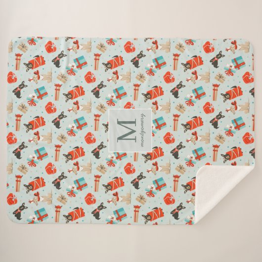 Monogrammm | Mittelalterliche Weihnachtshunde Sherpadecke (Vorderseite (Horizontal))