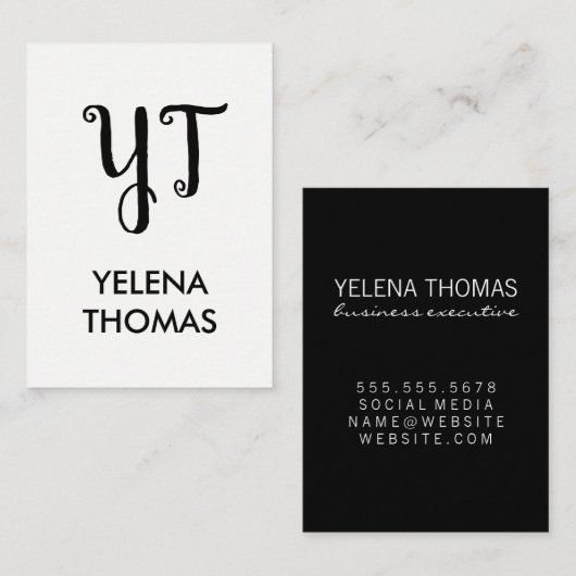 Monogrammm | Modern Grunge Monogram Visitenkarte (Vorne/Hinten)