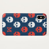 Monogrammm. Moderne rote und weiße Skulls. Case-Mate iPhone Hülle (Rückseite (Horizontal))