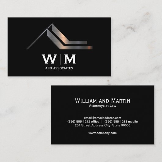 Monogrammm | Modernes Metallisches Real Anwesen Lo Visitenkarte (Vorne/Hinten)