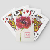 Monogrammm | Mohn auf Weiß Spielkarten (Rückseite)