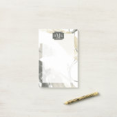 Monogrammm | Name hinzufügen | Monochrome Dynamik Post-it Klebezettel (Auf Schreibtisch)