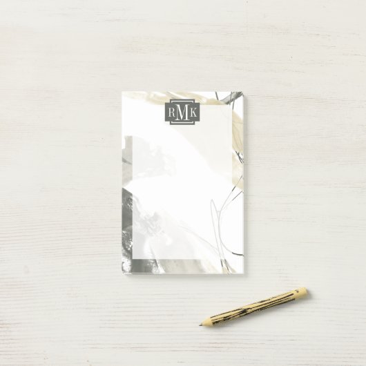 Monogrammm | Name hinzufügen | Monochrome Dynamik Post-it Klebezettel (Auf Schreibtisch)