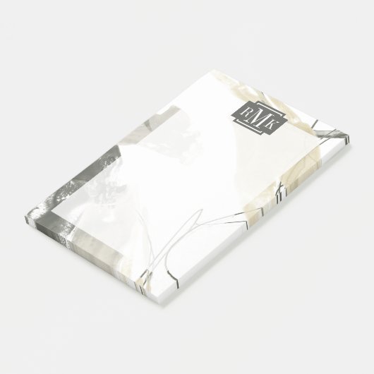 Monogrammm | Name hinzufügen | Monochrome Dynamik Post-it Klebezettel (angewinkelt)