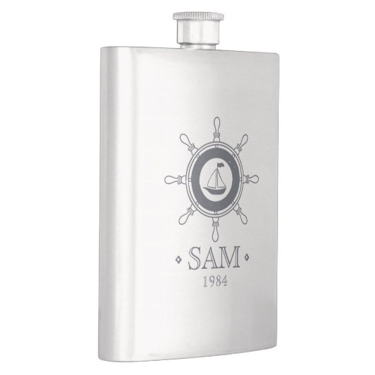 Monogrammm.Nautisch.Verschicken. Gute Reise. Flachmann (Rechts)