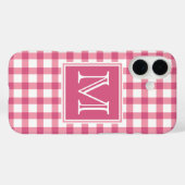 Monogrammm | Niedlich Pink Gingham Kariertes Schac Case-Mate iPhone Hülle (Rückseite (Horizontal))