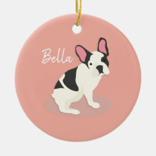 Monogrammm.Niedlicher französischer Bulldog. Keramik Ornament