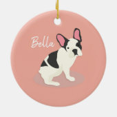 Monogrammm.Niedlicher französischer Bulldog. Keramik Ornament (Hinten)