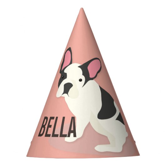 Monogrammm.Niedlicher französischer Bulldog. Partyhütchen (Vorderseite)