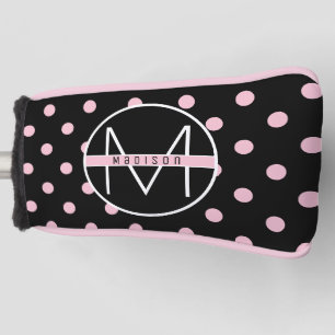 Monogrammm   Niedlicher Girly Pink Polka Dot auf B Golf Headcover