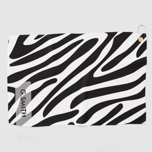 Monogrammm: Niedliches Zebra Streifen Safari Muste Golfhandtuch (Horizontal)
