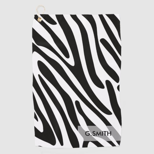 Monogrammm: Niedliches Zebra Streifen Safari Muste Golfhandtuch (Vorderseite)