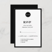 Monogrammm | Optionen für Schwarz-Weiß-Hochzeiten RSVP Karte (Vorne/Hinten)