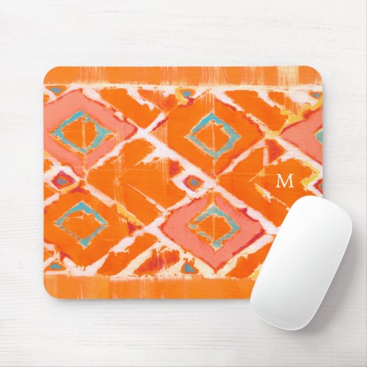 Monogrammm | Orange Tribal II Mousepad (Mit Mouse)