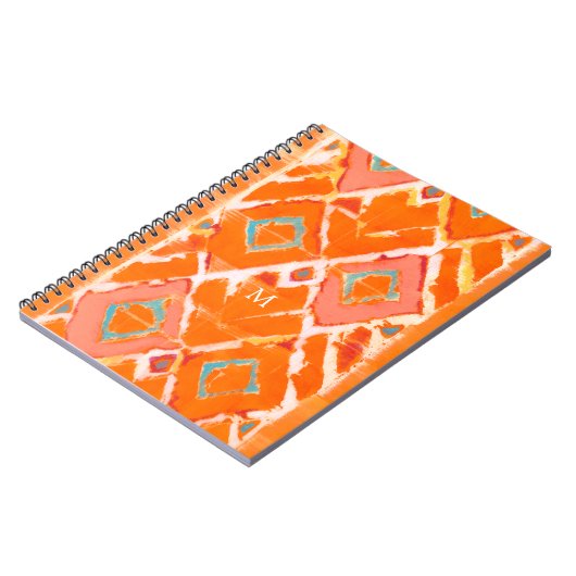 Monogrammm | Orange Tribal II Notizblock (Linke Seite)