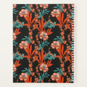 Monogrammm | Orangefarbenes Abstraktes Blumenmuste Planer (Rückseite)