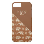 Monogrammm| Orangefarbenes Muster Case-Mate iPhone Hülle (Rückseite)