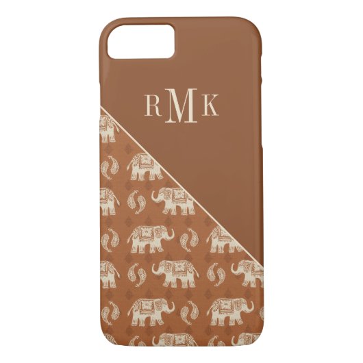 Monogrammm| Orangefarbenes Muster Case-Mate iPhone Hülle (Rückseite)