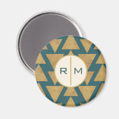 Monogrammm | Outdoor Geo Step | Gold & Dark Aquama Magnet (Vorderseite/Rückseite)