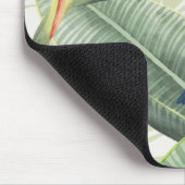 Monogrammm | Palm-Blätter mit Blauem Vogel Mousepad (Ecke)