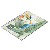 Monogrammm | Palm-Blätter mit Blauem Vogel Notizblock (Linke Seite)