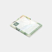 Monogrammm | Palm-Blätter mit Blauem Vogel Post-it Klebezettel (angewinkelt)