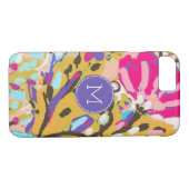 Monogrammm | Pink Boho Floral I Case-Mate iPhone Hülle (Rückseite (Horizontal))