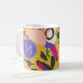 Monogrammm | Pink Boho Floral I Kaffeetasse (Vorderseite Links)