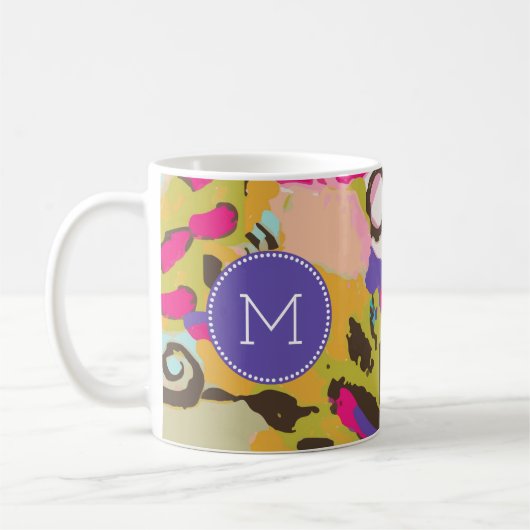 Monogrammm | Pink Boho Floral I Kaffeetasse (Links)