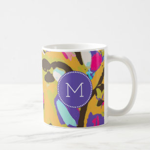 Monogrammm   Pink Boho Floral I Kaffeetasse