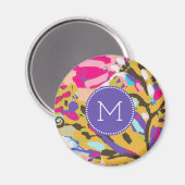 Monogrammm | Pink Boho Floral I Magnet (Vorderseite/Rückseite)