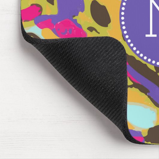 Monogrammm | Pink Boho Floral I Mousepad (Ecke)