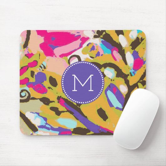 Monogrammm | Pink Boho Floral I Mousepad (Mit Mouse)