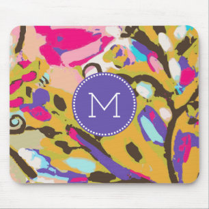 Monogrammm   Pink Boho Floral I Mousepad