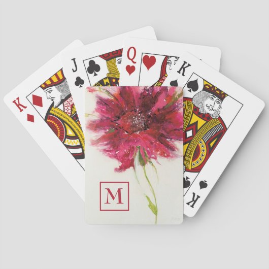 Monogrammm | Pink Daisy on White Spielkarten (Rückseite)