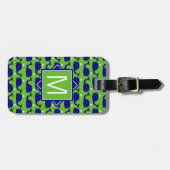 Monogrammm | Preppy Blue & Green Whales Gepäckanhänger (Vorderseite horizontal)