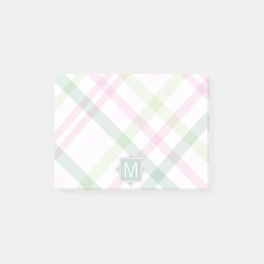Monogrammm | Preppy Kariert Post-it Klebezettel (Vorderseite)