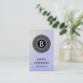 Monogrammm | Radial | Textur Visitenkarte (Stehend Vorderseite)