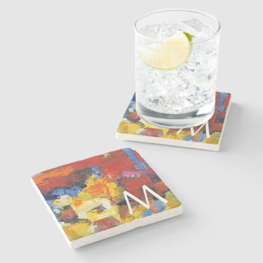 Monogrammm | Renntag Steinuntersetzer (Seitenansicht)