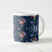 Monogrammm| Rose Bouquet Blumenmuster Jumbo-Tasse (Vorderseite Rechts)