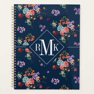 Monogrammm   Rose Bouquet Blumenmuster Planer